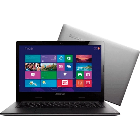 Notebook Lenovo S400-59356721 - Prata - RAM 4GB - HD 500GB - Intel Core i3-3217U - Tela 14" - Windows 8