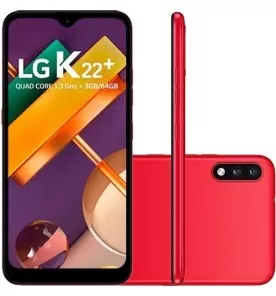 Smartphone LG K22+ - Vermelho - 64GB - RAM 3GB - Quad Core - 4G - Câmera Dupla - Tela 6.2" - Android 10