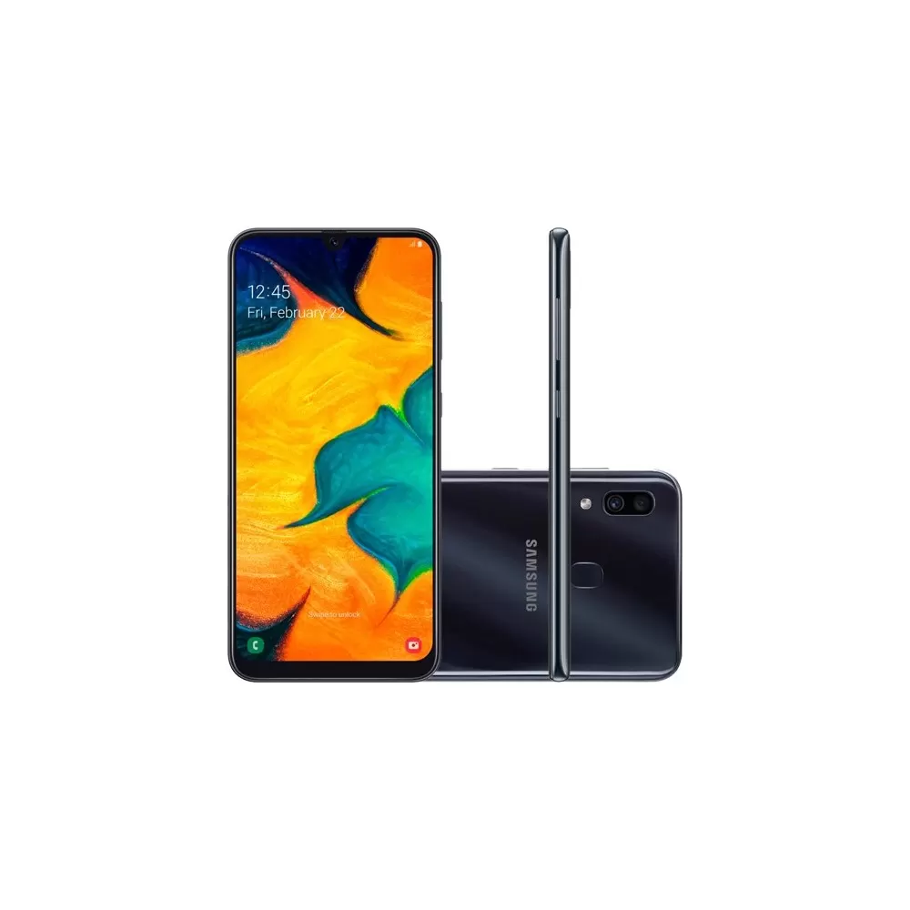 Smartphone Samsung Galaxy A30 - Preto - 64GB - RAM 4GB - Octa Core